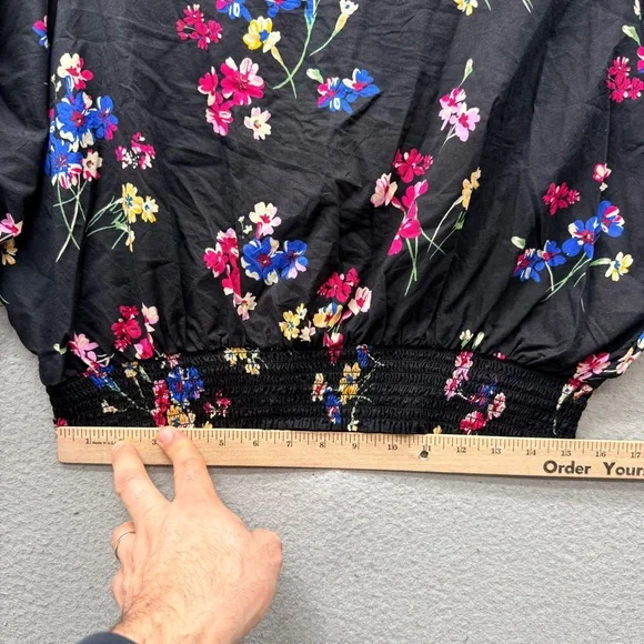 Anthropologie Maeve Adelaide Top Blouse Black Floral Crop Dolman Sleeve Women SP - Picture 8 of 16